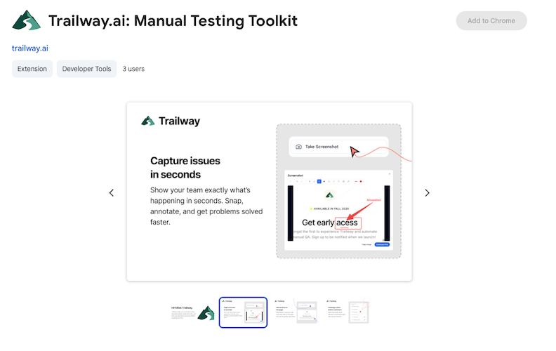 Trailway Chrome extension screenshot